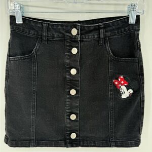 Disney Mini Mouse Embroidered Jean Button Up Skirt Girls Size Large